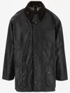 Barbour Badale Waxed-cotton Corduroy-collar Jacket In Black