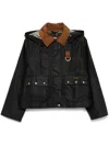 Barbour Black Erma Jacket With Pockets And Velvet Collar In Black