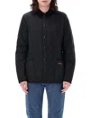 Barbour Heritage Liddesdale Blue Jacket With Classic Corduroy Collar And Logo Lettering On The Front In Tech In Black