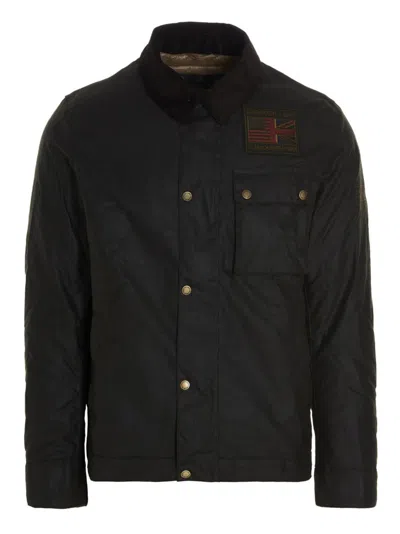 BARBOUR MEN BLACK LOGO PATCH JACKET, M LUXURY JACKETS FOR MEN DARVEYS