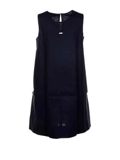 Barbour Black Mini Sleeveless Dress In Blue