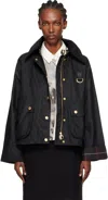 Barbour Black Reighton Spey Waxed Jacket In Black