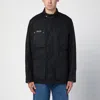 Barbour Logo Patch Waxed Field Jacket In Black