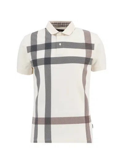Barbour Casual Polo Shirt In Cotton With Check Motif In White