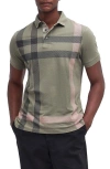 Barbour Blaine Tartan Mens Tailored Polo In Dusty Green