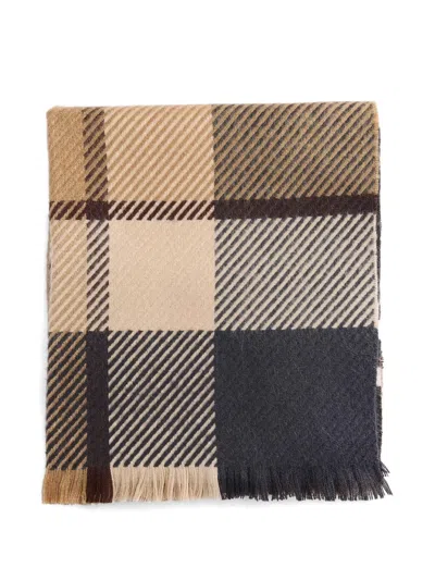 Barbour Blair Check Fringed Scarf In Nude