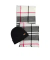 Barbour Pendle Logo Patch Ribbed Beanie Scarf Set In Black