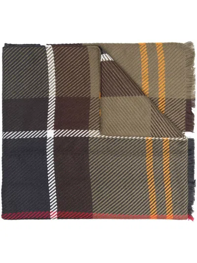 Barbour Blair Tartan Classic Fringed Scarf  In Brown