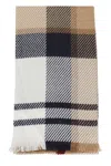 Barbour Tartan-check Fringed Scarf In Brown