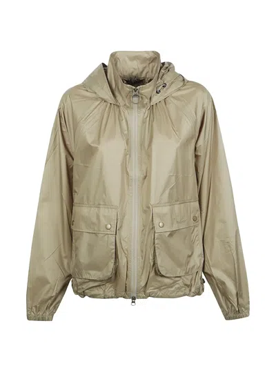 Barbour Bleached Olive Hooded Jacket In Green