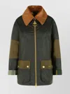 Barbour Block Design Waxed Cotton Jacket In Green