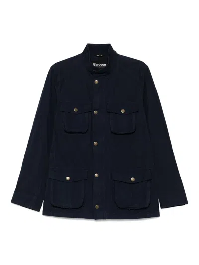 Barbour Blue Cotton Corbridge Jacket With Pockets In Black