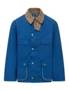 Barbour Blue Solid Shirt Collar Jacket In Blue