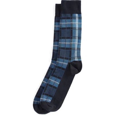 Barbour Blyth Plaid Cotton Blend Dress Socks In Berwick Blue