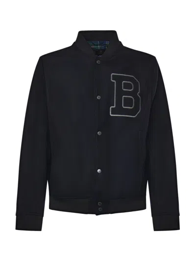 Barbour Logo-detail Bomber Jacket In Blue