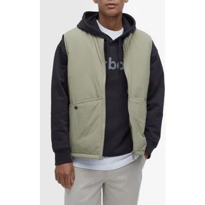 Barbour Bomber Zip Vest In Bleached Olive