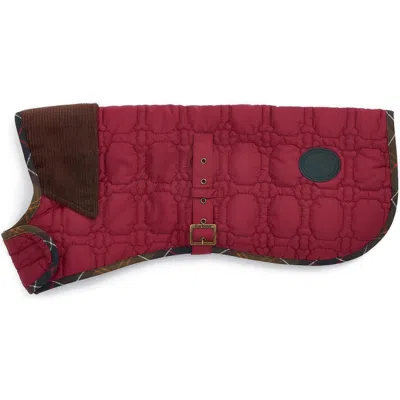 Barbour Bone Quilted Dog Jacket In Cranberry