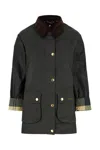 Barbour Bottle Green Cotton Beadnell Wax Jacket In Black