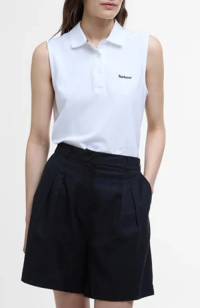 Barbour Bowford Sleeveless Cotton Polo Shirt In White