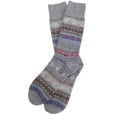 Barbour Boyd Fair Isle Wool Blend Socks In Gray