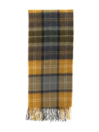 Barbour Brack Patchwork Tartan Scarf In Yellow