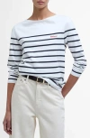 Barbour Bradley Womens Long Sleeve Striped Top In Cloud Stripe