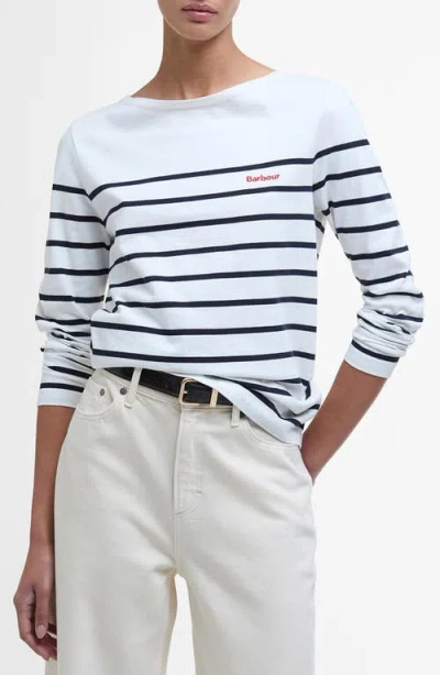 Barbour Bradley Womens Long Sleeve Striped Top In Cloud Stripe