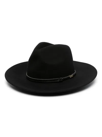 Barbour Braided-strap Wool Hat In Black