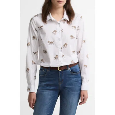 Barbour Brambles Dog Print Cotton Button-up Shirt In White