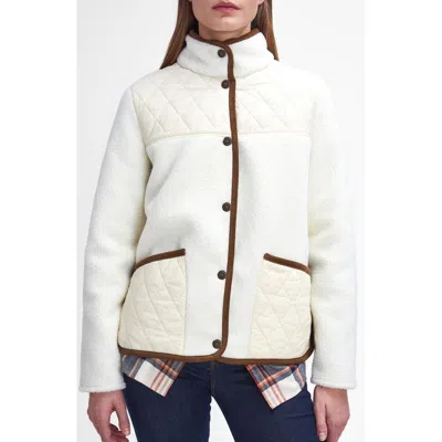 Barbour Brambles Mixed Media Faux Shearling Jacket In Winter Pearl Beige