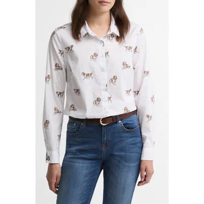 Barbour Brambles Print Stretch Cotton Button-up Shirt In White