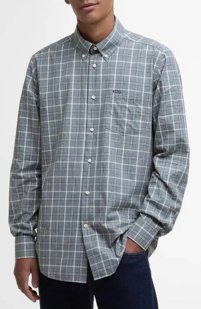 Barbour Bramham Tailored Fit Plaid Cotton Button-down Shirt In Gray