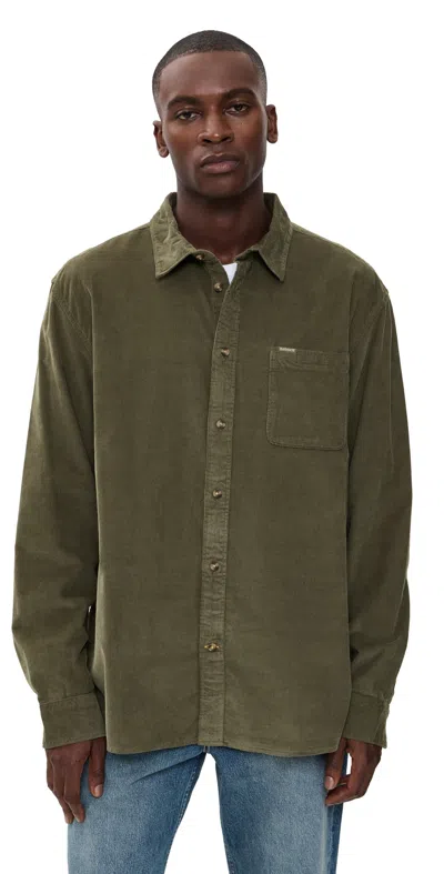 Barbour Bramside Relaxed Corduroy Shirt Olive In Green