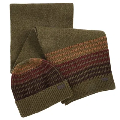 Barbour Branton Beanie Scarf Set In Green