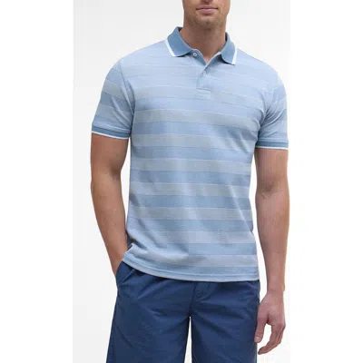 Barbour Branton Textured Stripe Cotton Piqué Polo In Blue