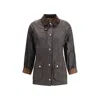 Barbour Beadnell Waxed Cotton Jacket In Gray