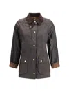 Barbour Beadnell Waxed Cotton Jacket In Gray