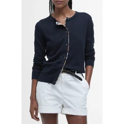 Barbour Bredon Tartan Accent Cotton & Cashmere Cardigan