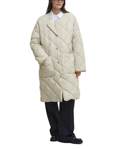 Barbour Brigitte Puffer Coat With Scarf In French Oak/sky Dress Tartan