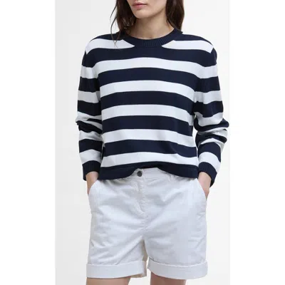 Barbour Bronya Stripe Cotton Blend Sweater In Navy