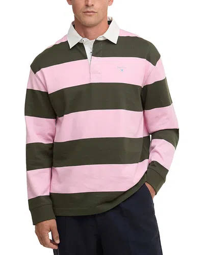 Barbour Broome Stripe Cotton Rugby Shirt In Pink