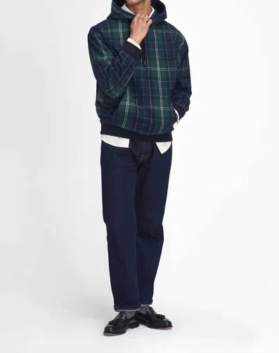 Barbour Brough Woven Hoodie In Green Lock Tartan