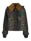 Barbour Brown Jacket With Oversized Collar And All-over Leopard Print In Waxed Cotton Woman In Animal Print