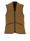 Barbour Sleeveless Tailored Jacket With Textured Fabric And Contrasting Trim In Brown