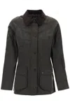 Barbour Brown Waxed Cotton Beadnell Jacket In Olive