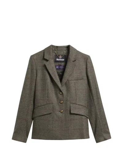 BARBOUR BROWNING CHECK-PATTERN NOTCHED-LAPEL JACKET