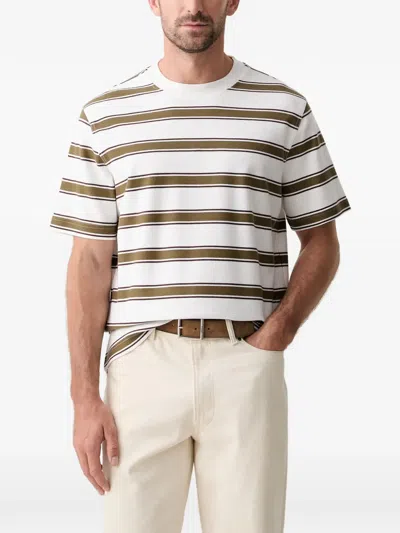 Barbour Browtop Striped-pattern Relaxed-fit T-shirt In White