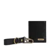 Barbour Brunton Leather Wallet & Key Fob Gift Set In Black