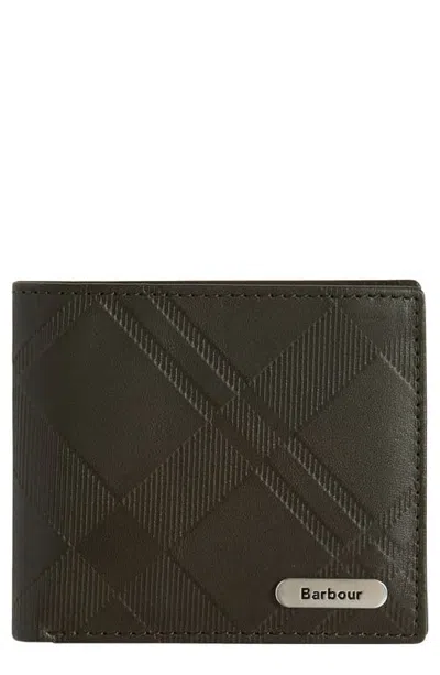 Barbour Brunton Rfid Leather Bifold Wallet In Green