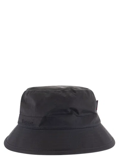 Barbour Bucket Hat In Waxed Fabric In Blue